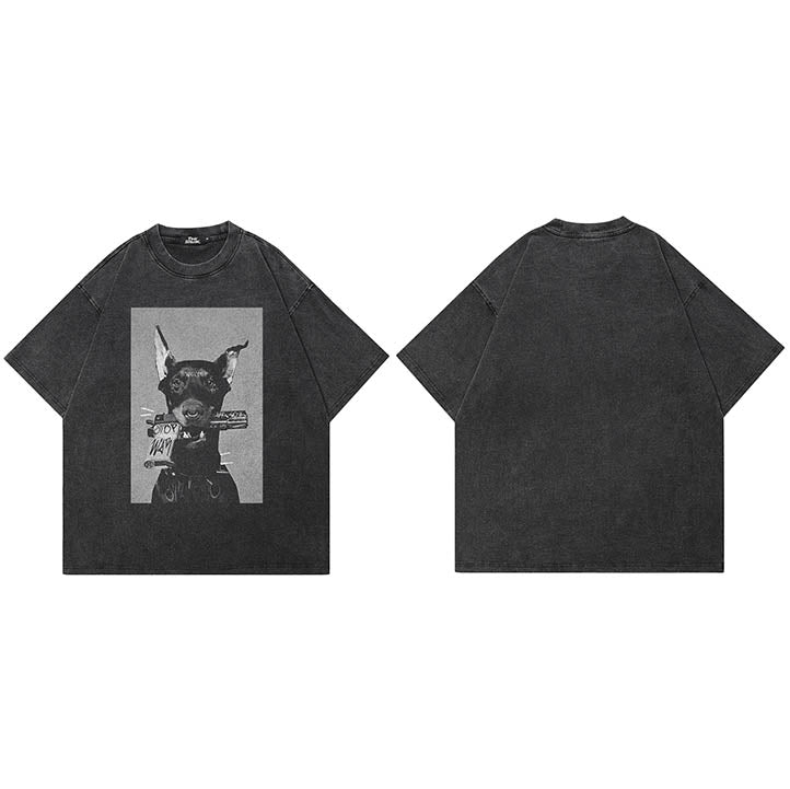Oversized Dog Graphic T Shirts Y2K