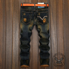 Personalized Ripped Vintage Distressed Straight Jeans