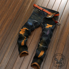 Personalized Ripped Vintage Distressed Straight Jeans