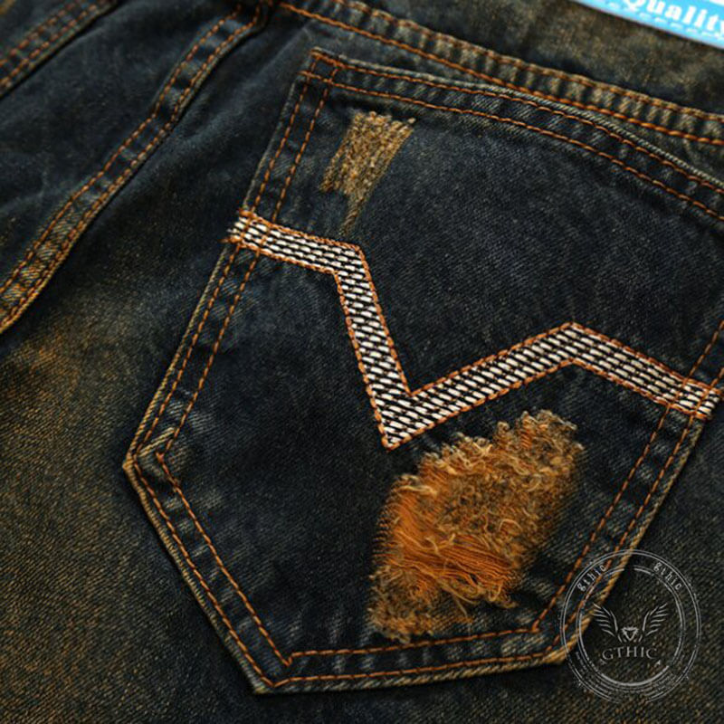 Personalized Ripped Vintage Distressed Straight Jeans