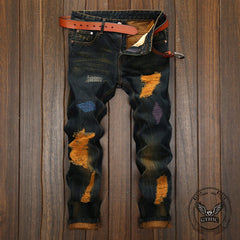 Personalized Ripped Vintage Distressed Straight Jeans