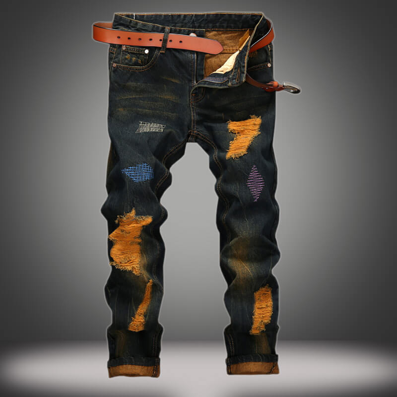 Personalized Ripped Vintage Distressed Straight Jeans