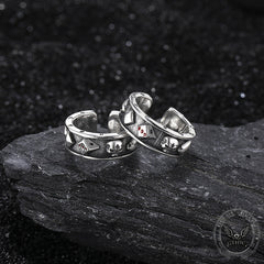 Poker Skull Sterling Silver Ear Cuffs