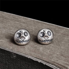 Pumpkin Prince Sterling Silver Skull Stud Earrings