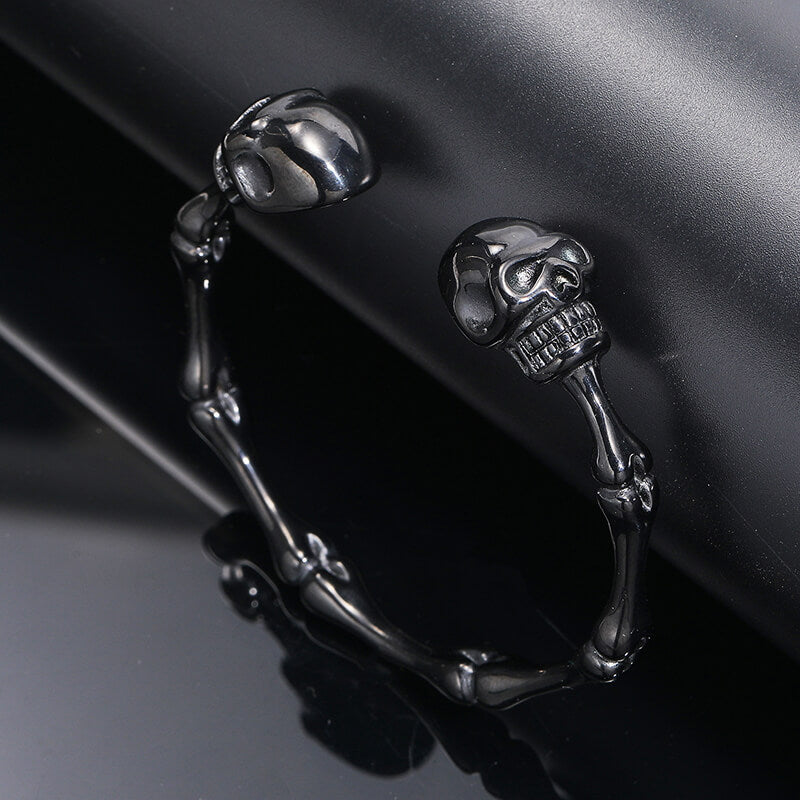 Punk Bones Joints Stainless Steel Skull Open Bracelet
