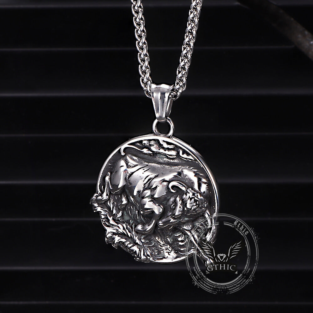 Punk Bull Charging Stainless Steel Animal Pendant