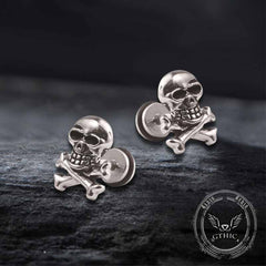 Punk Crossbones Skull Stainless Steel Stud Earrings