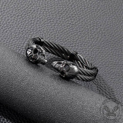 Punk Double Skull Wire Stainless Steel Bracelet