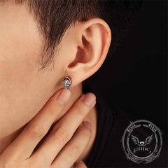 Punk Headphones Skull Stainless Steel Stud Earrings