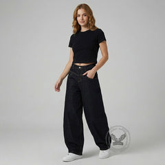 Punk Hip-Hop Star Print Loose-Fit Scimitar Jeans