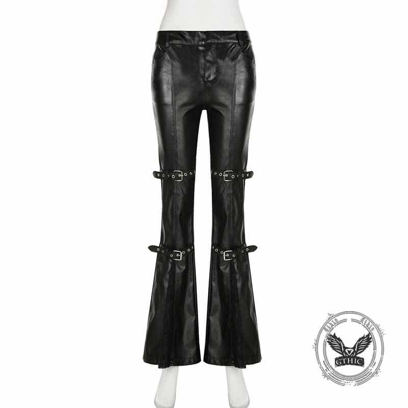 Punk Lace Stitching Button Design Low Waist Pants