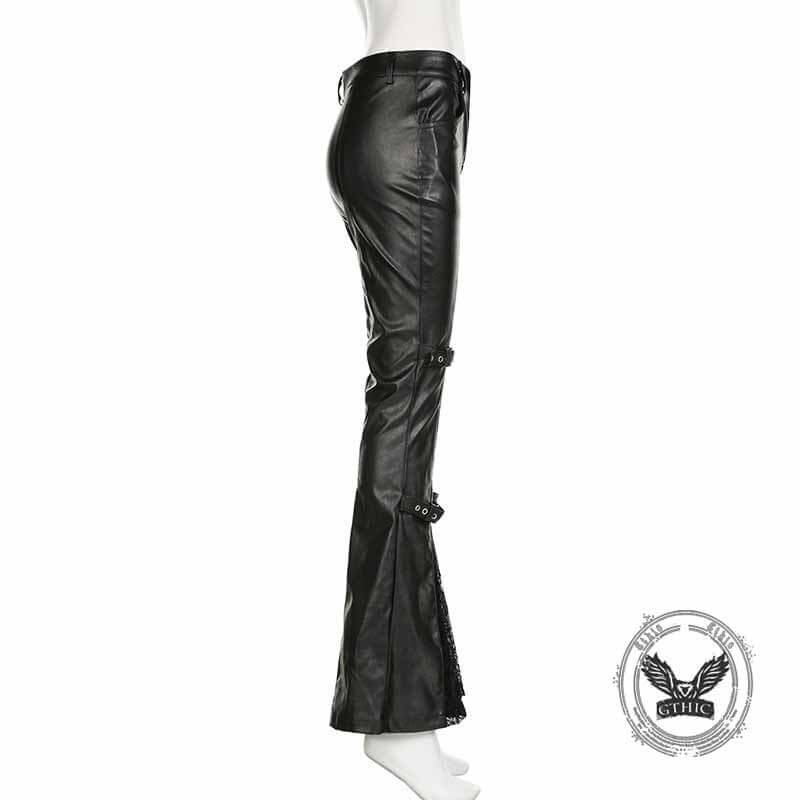 Punk Lace Stitching Button Design Low Waist Pants