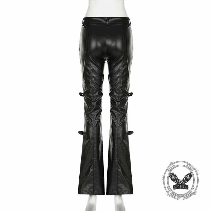 Punk Lace Stitching Button Design Low Waist Pants