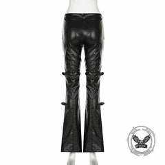 Punk Lace Stitching Button Design Low Waist Pants