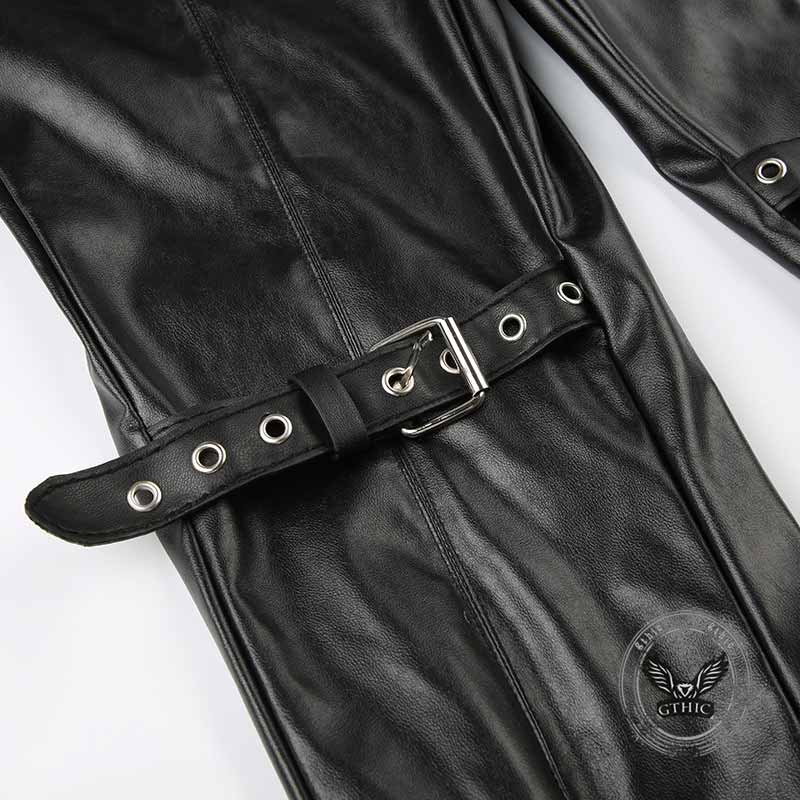 Punk Lace Stitching Button Design Low Waist Pants