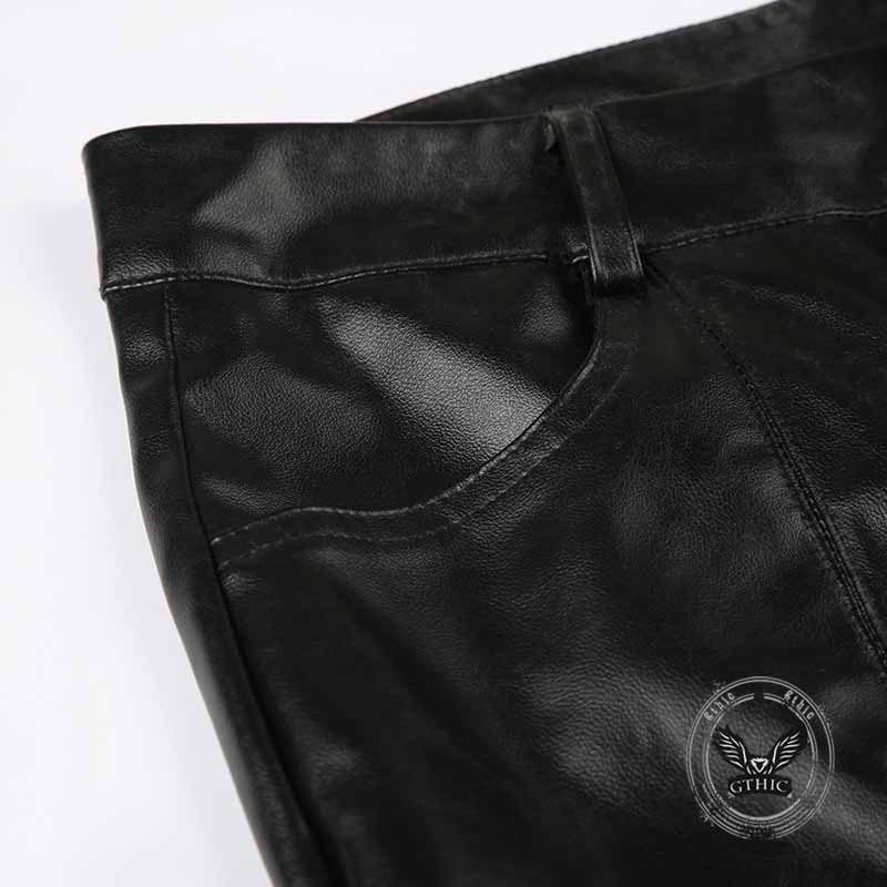 Punk Lace Stitching Button Design Low Waist Pants