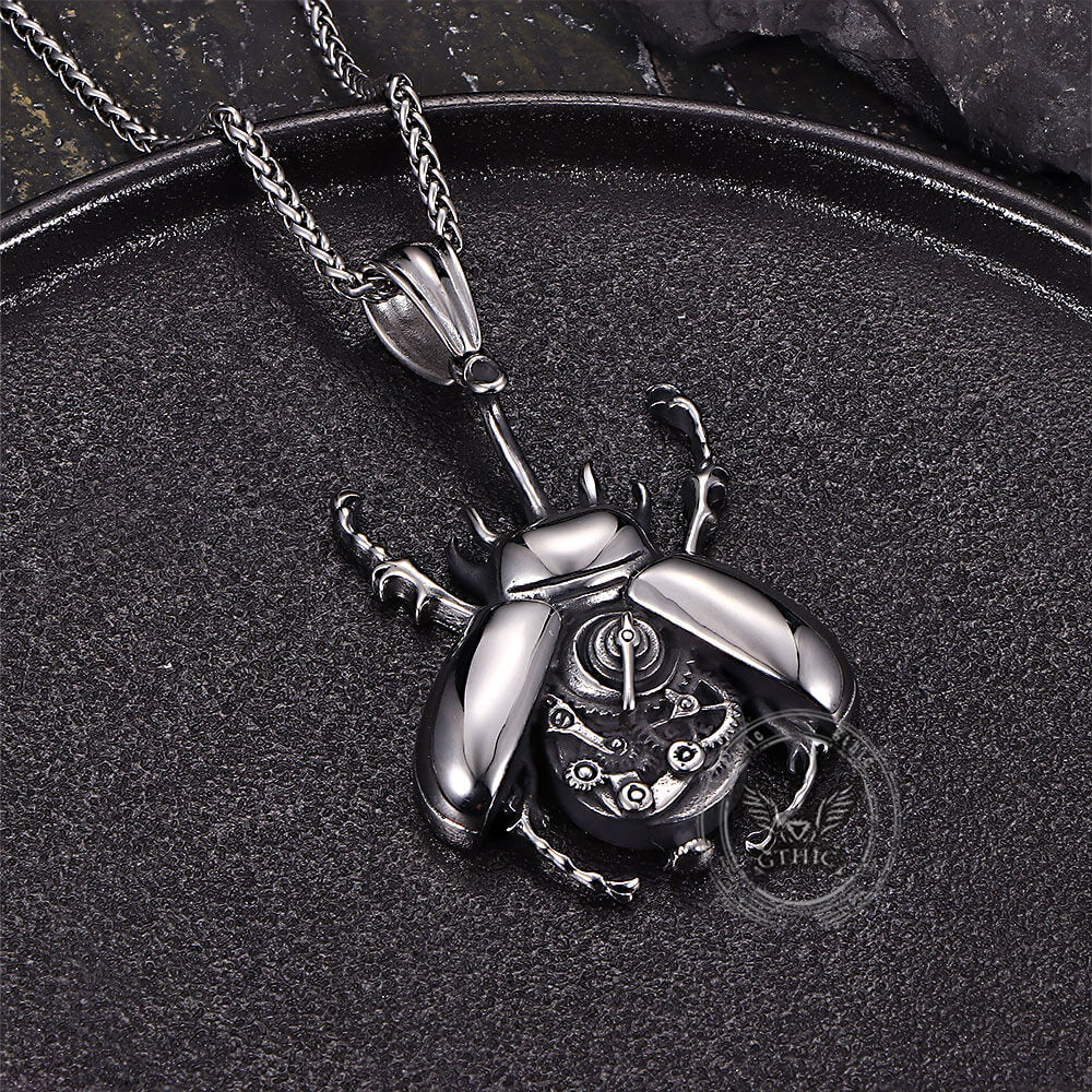 Punk Mechanical Gear Beetle Stainless Steel Pendant