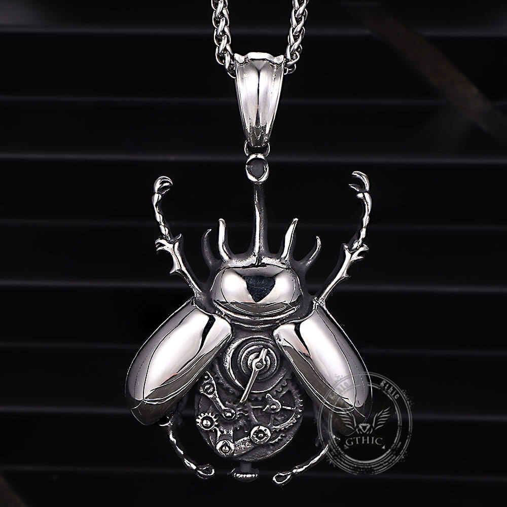 Punk Mechanical Gear Beetle Stainless Steel Pendant