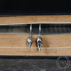 Punk Raven Skull Sterling Silver Stud Earrings