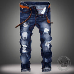 Punk Ripped Distressed Straight-Leg Vintage Jeans