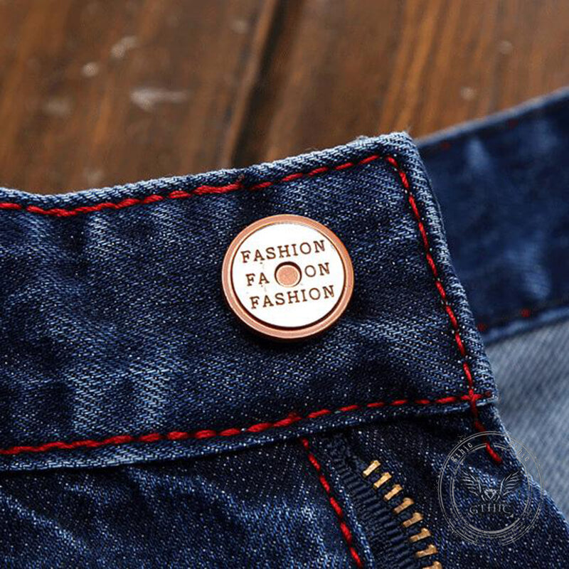 Punk Ripped Distressed Straight-Leg Vintage Jeans