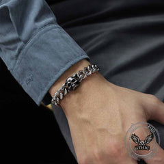 Punk Skull Head Cuban Link Stainless Steel Bracelet