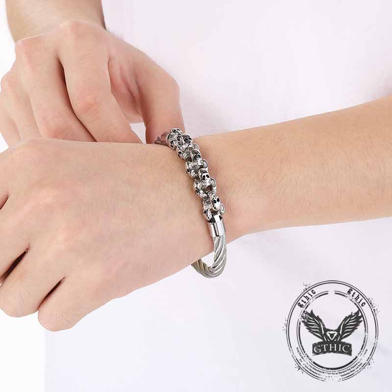Punk Skull Wire Splicing Stainless Steel Bracelet
