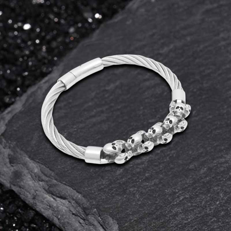 Punk Skull Wire Splicing Stainless Steel Bracelet