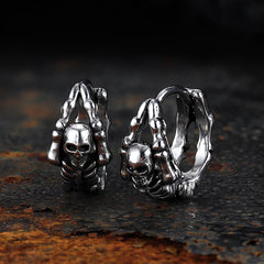 Punk Street Scorpion Stainless Steel Skull Hoop Earrings