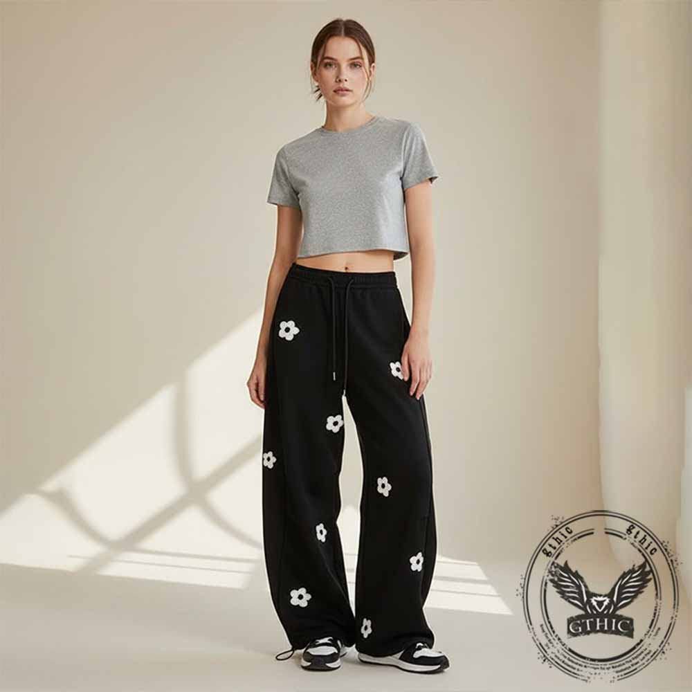 Retro Floral Embroidered Versatile Casual Pants