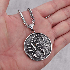 Retro Scorpion Stainless Steel Animal Round Pendant