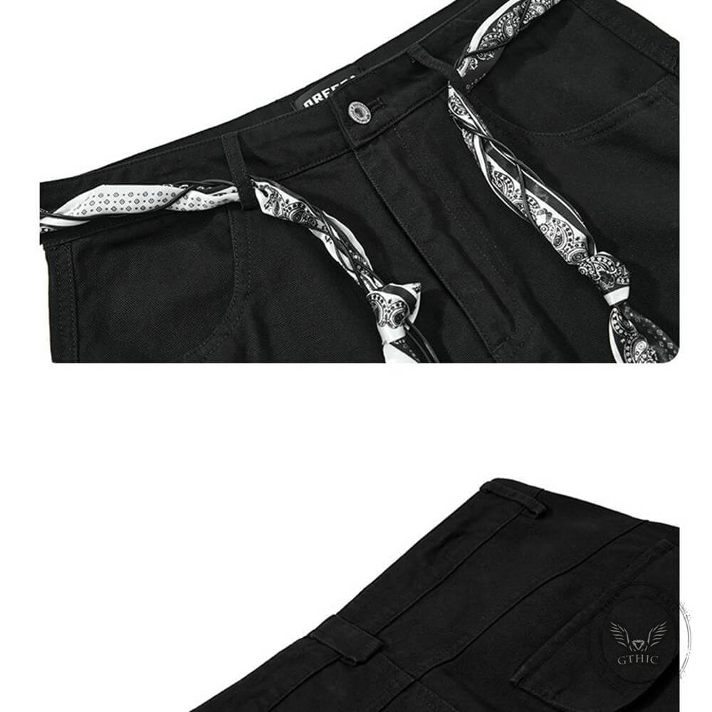 Retro Street Style Loose Wide-Leg Cargo Scimitar Pants