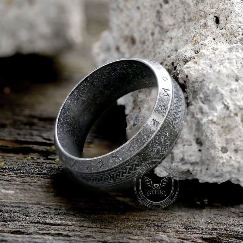 Retro Tree Of Life Knot Stainless Steel Viking Ring