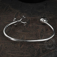 Skull and Crossbones Stainless Steel Open Bracelet