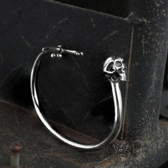 Skull and Crossbones Stainless Steel Open Bracelet
