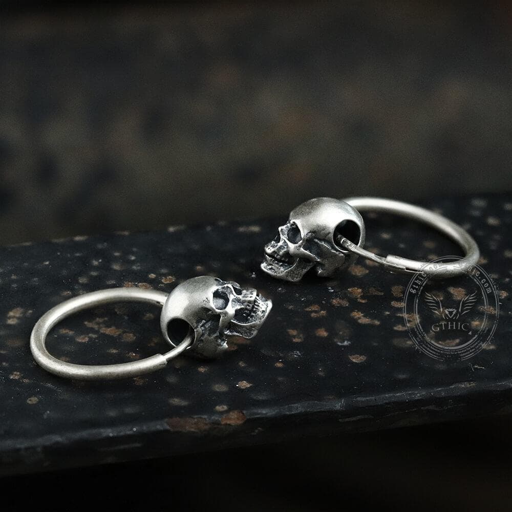 Skull Head Sterling Silver Earring