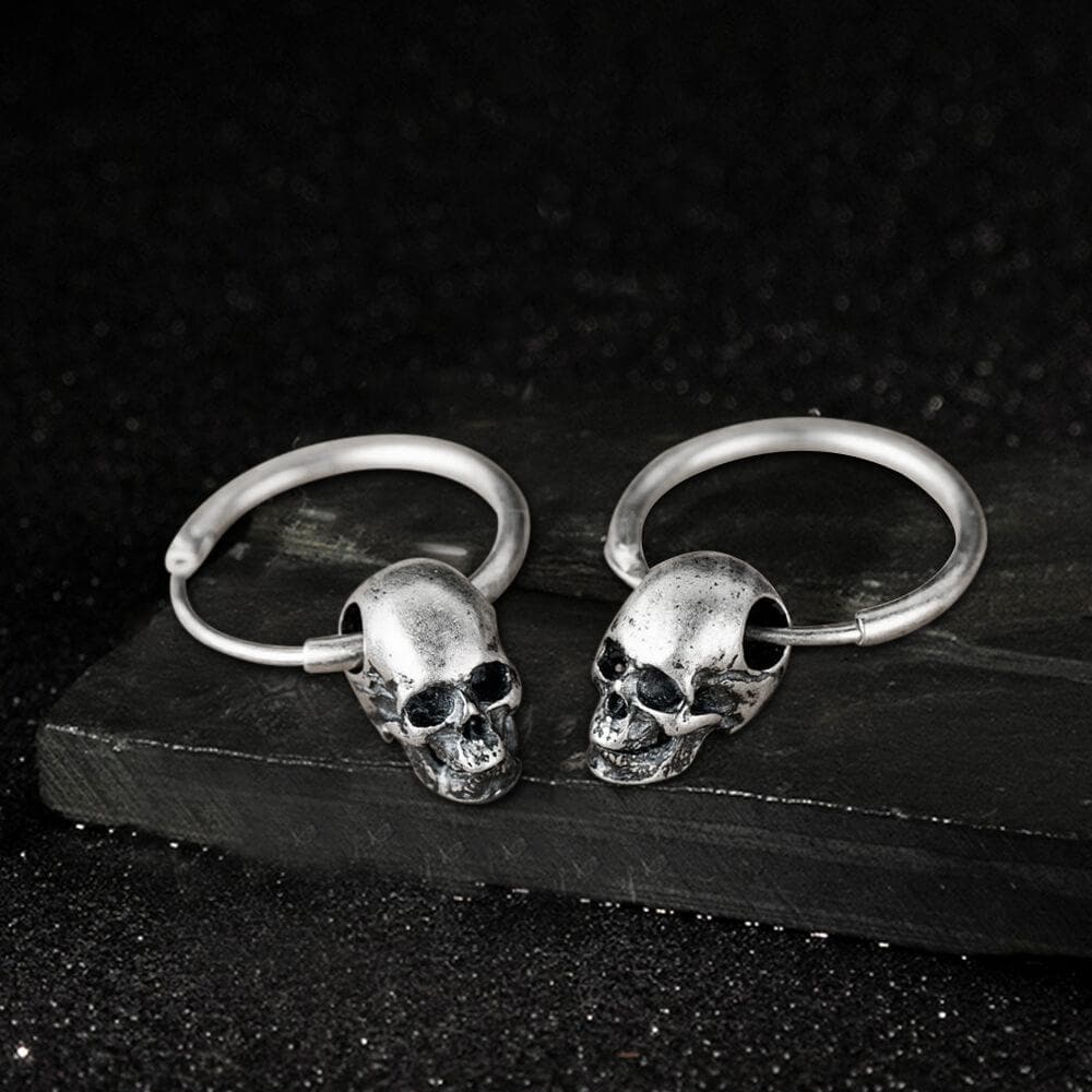Skull Head Sterling Silver Earring