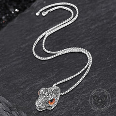 Snake Head Gem Eyes Stainless Steel Punk Pendant
