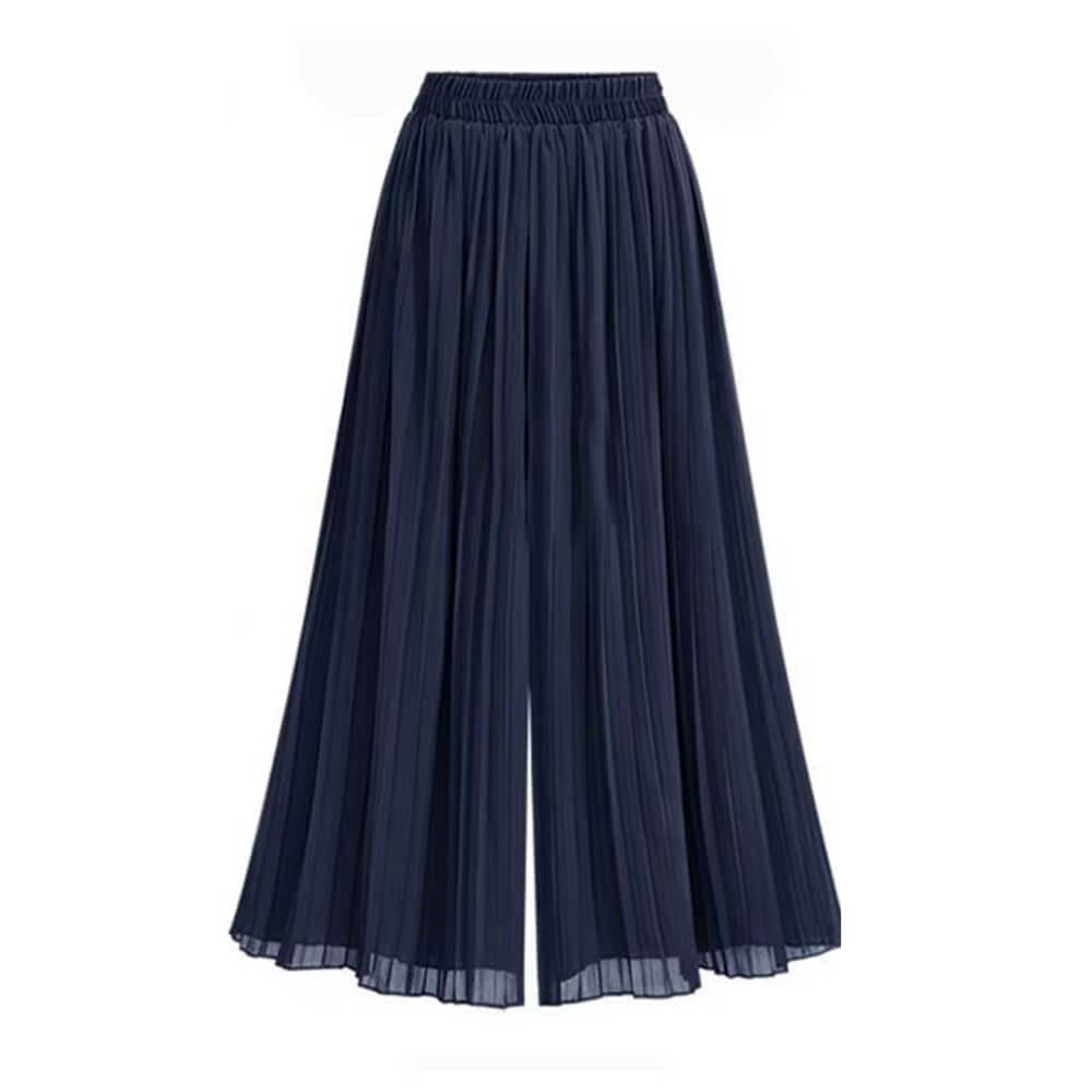 Solid Color Wide-Leg Loose High Waist Pleated Pants