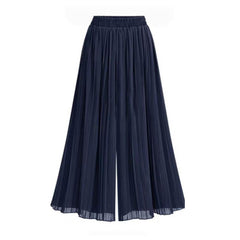 Solid Color Wide-Leg Loose High Waist Pleated Pants