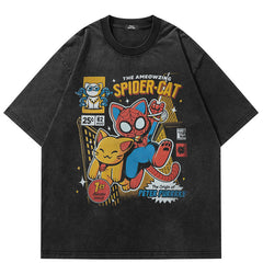 Spider Cat Baggy Shirts Y2K