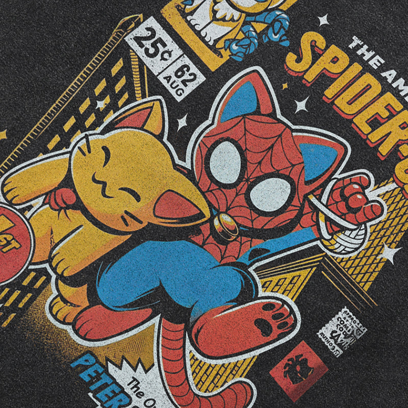 Spider Cat Baggy Shirts Y2K