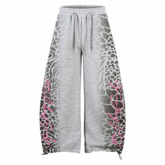 Street Letter Leopard Print Loose Straight-Leg Pants