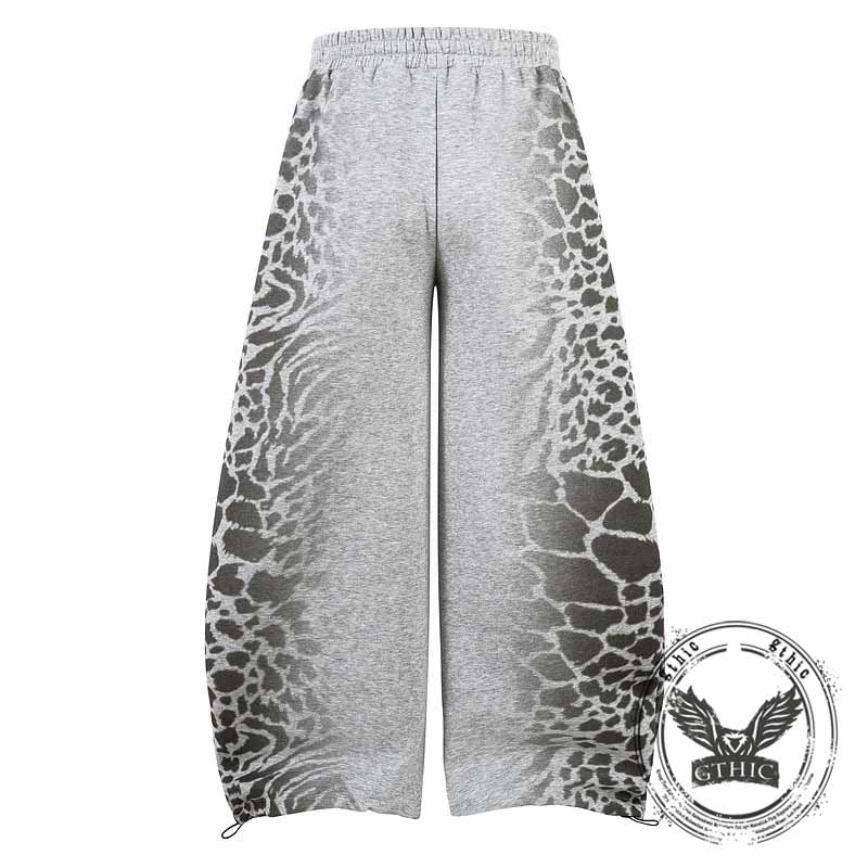Street Letter Leopard Print Loose Straight-Leg Pants