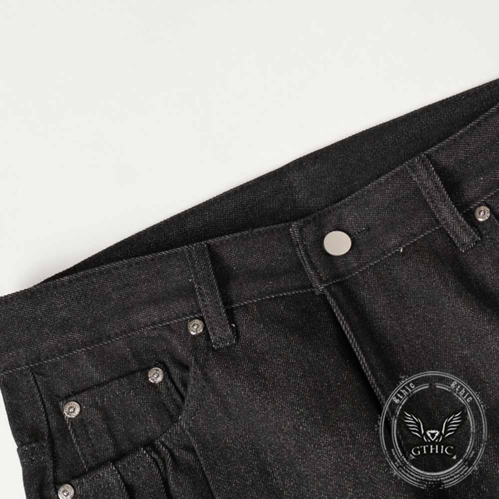 Street Pleated Button Design Solid Wide-Leg Pants