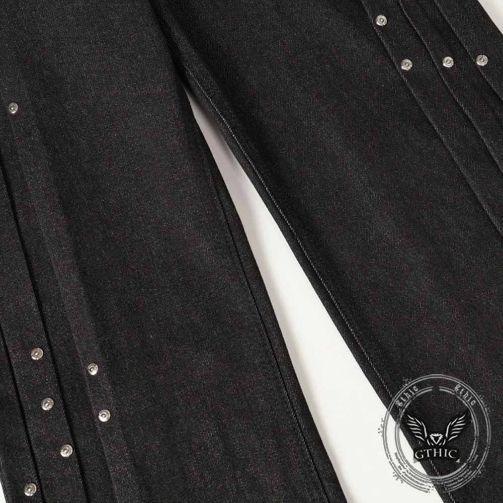 Street Pleated Button Design Solid Wide-Leg Pants