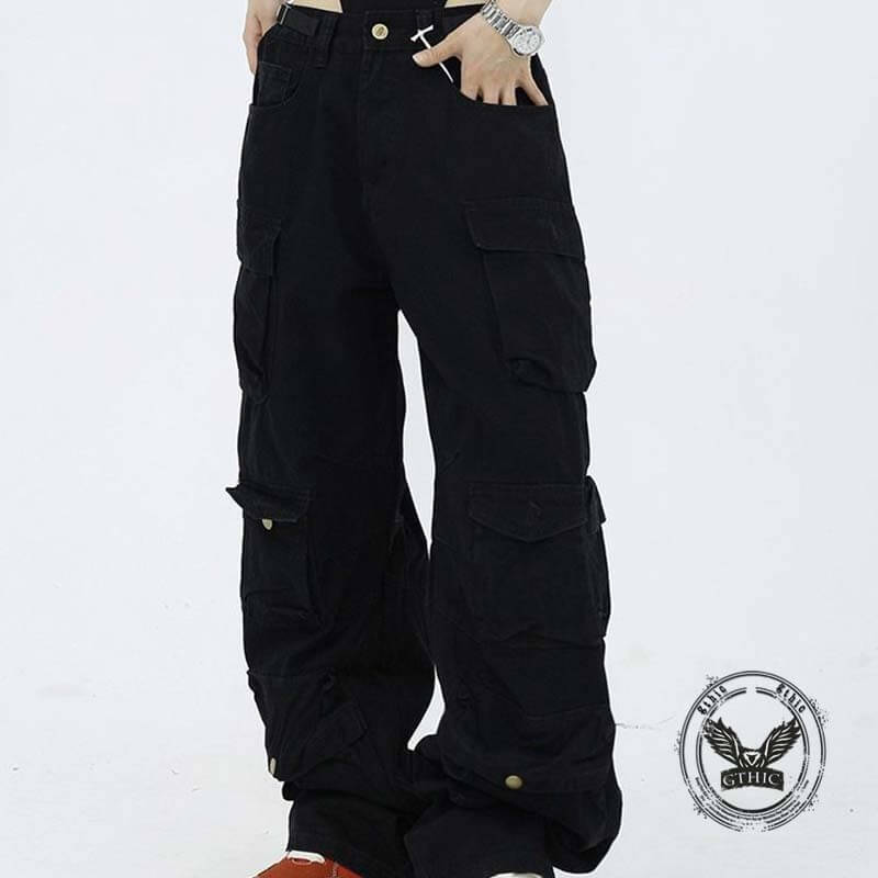 Street Style Multi-Pocket Loose Straight Cargo Pants
