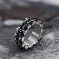 Surrounded Titanium Stainless Steel Skull Ring
