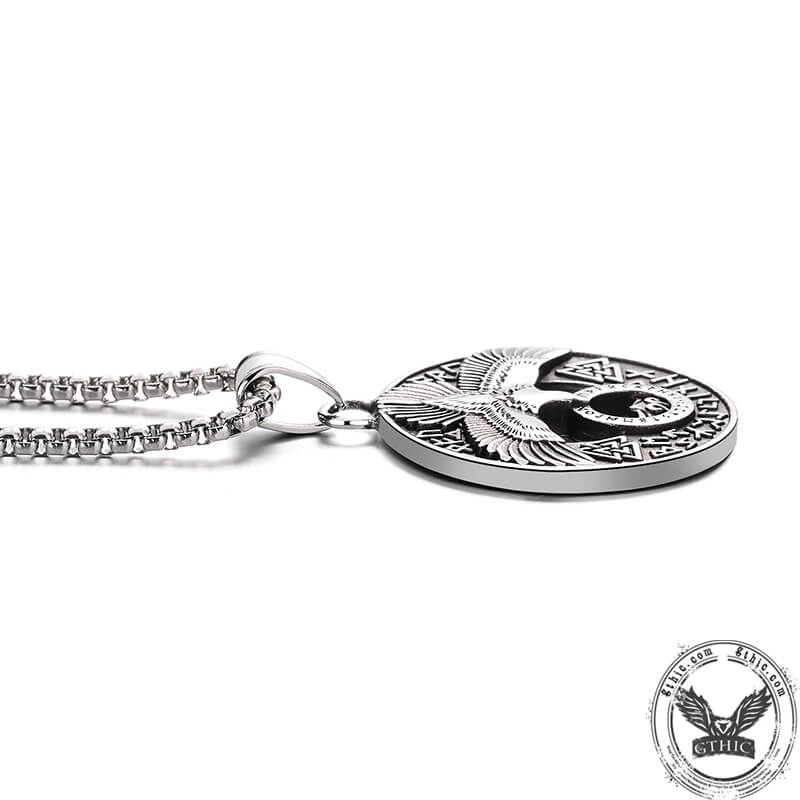 Valknut Viking Runes Eagle Stainless Steel Necklace