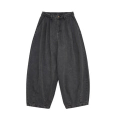 Vintage Distressed Loose Wide-Leg Lantern Jeans